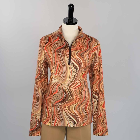 LONG SLEEVE ANIMAL PRINT GOLF TOP - Picture 1 of 3
